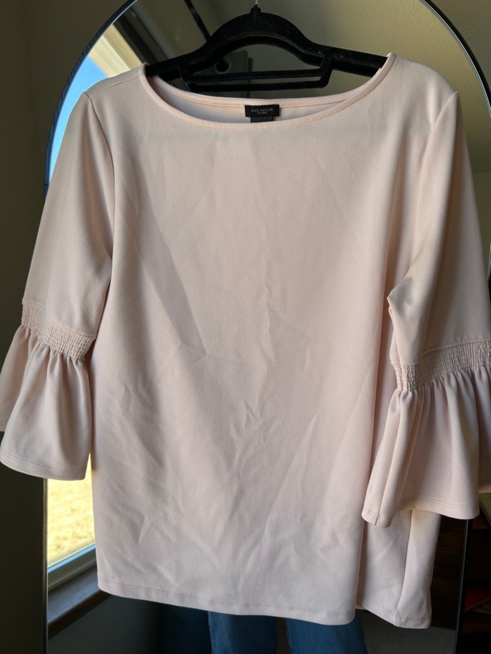 Ann Taylor Factory Light Blush Bell Sleeve Top